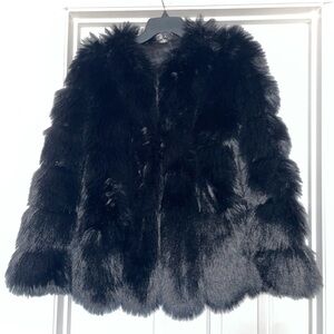 Donna Salyers Fabulous Furs Avante Fox Faux Fur Coat In BLACK Sz XS NWT SAMPLE